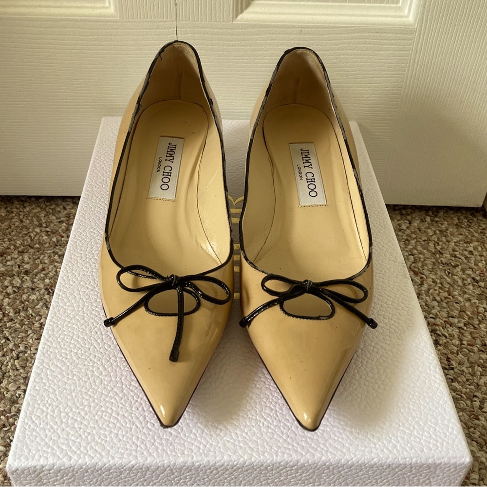 Genuine Jimmy choo kitten heels bow nude 38